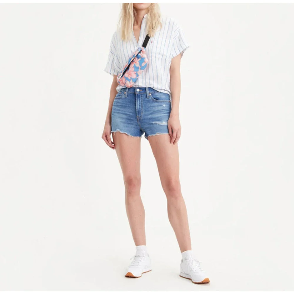 Levi's High Rise Shorts Blue Jean Short Distressed Size 29